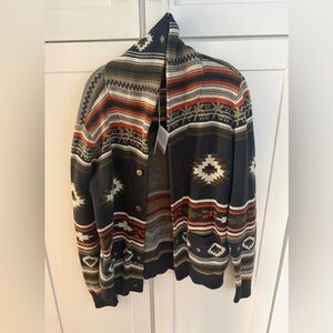 Faherty Men's Cardigan - Black, Red, White, Brown